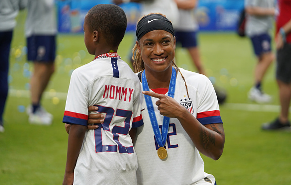 US Women's National Team Soccer player Jessica McDonald and son Jeremiah