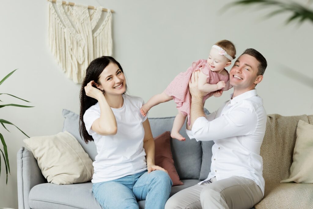 two parents with baby