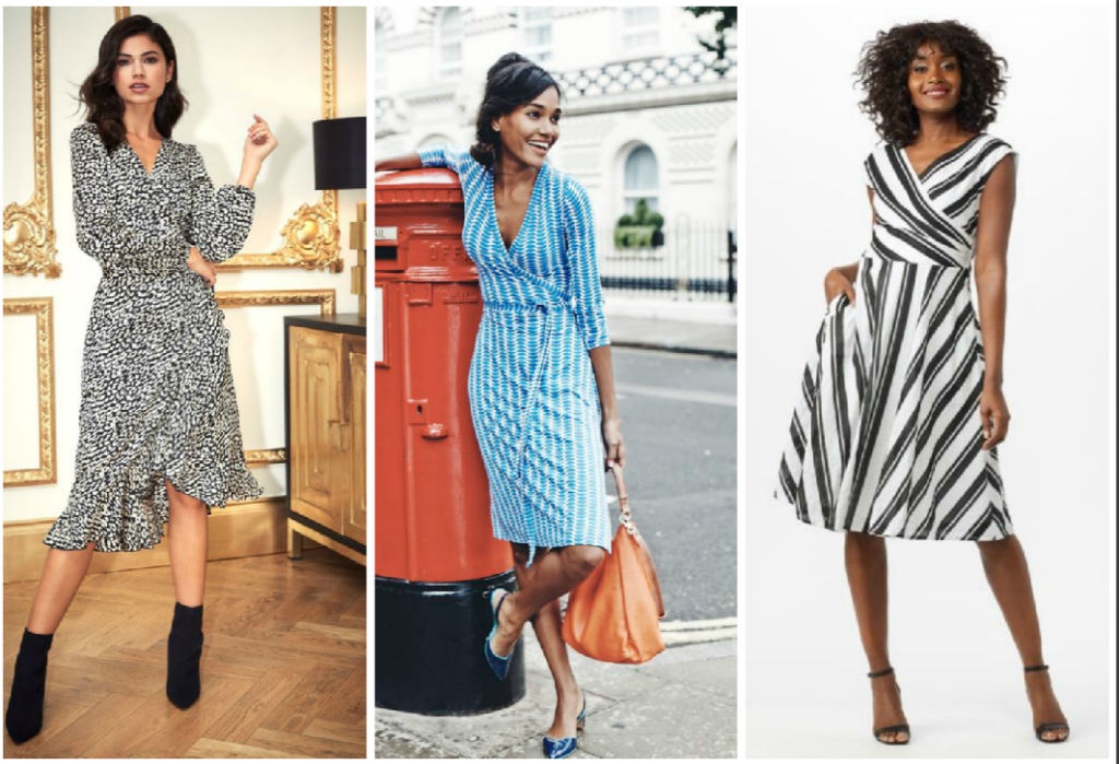 collage of three women in shirt dresses