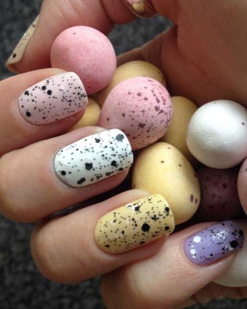 hands showing off nail polish robin eggs design