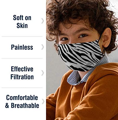 A child in an animal Print mask