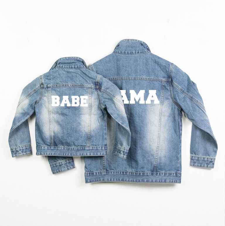 Mommy and Me Denim Jackets for a Pregnant Mom