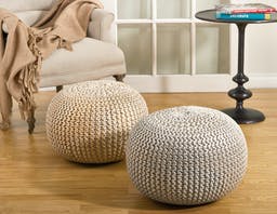 Print Rope Pouf Gold seat for the soft hues nursery