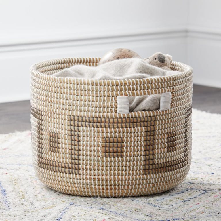 Woven Seagrass basket for a boho nursery